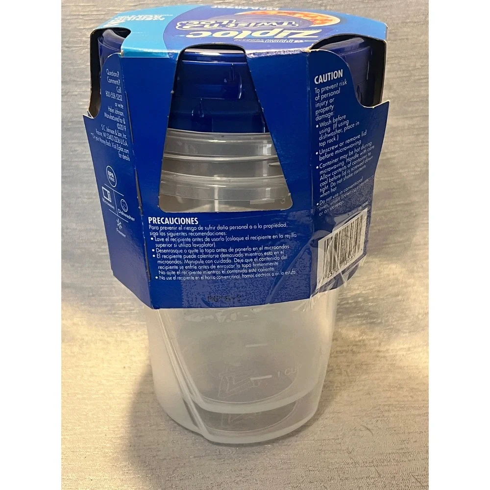 Ziploc Twist n Loc Medium Round 32oz Food Storage Containers 2 Count Blue Lids